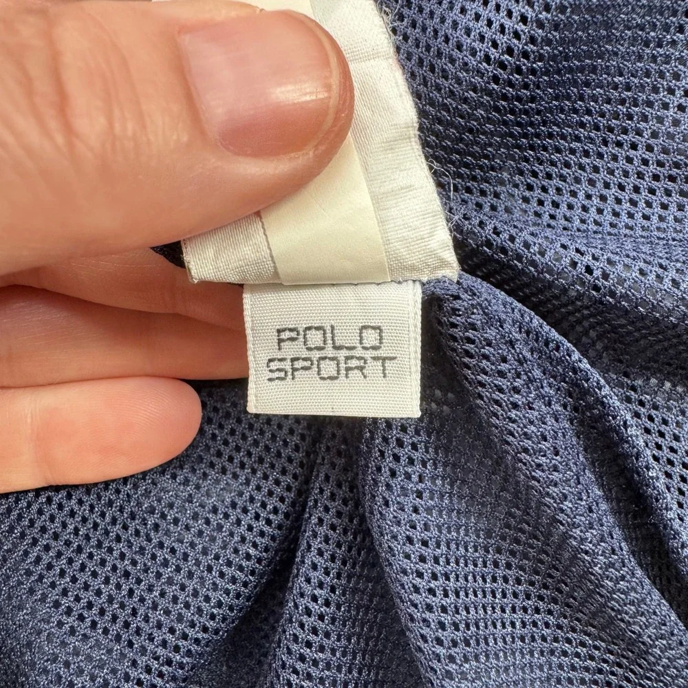 Vintage Polo Sport Windbreaker Jacket‎ Mens M Navy Blue Hooded Streetwear 90s